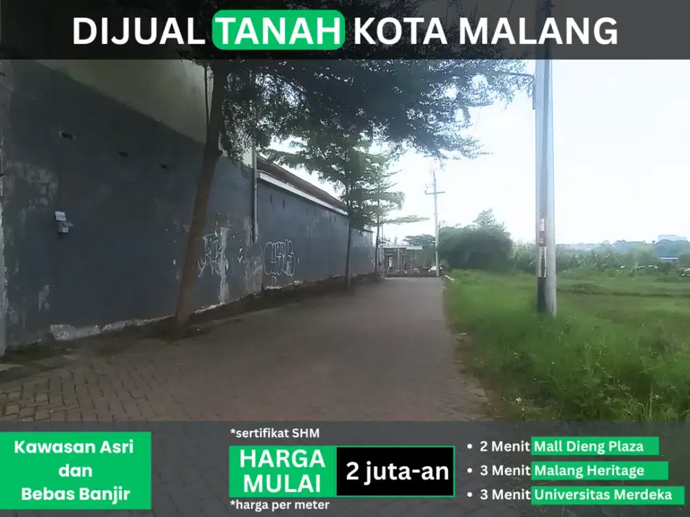 SHM 6 Menit MOG Malang Kavling Dijual Cocok Dibangun Rumah