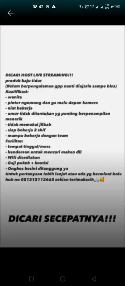 Secepatnya host live