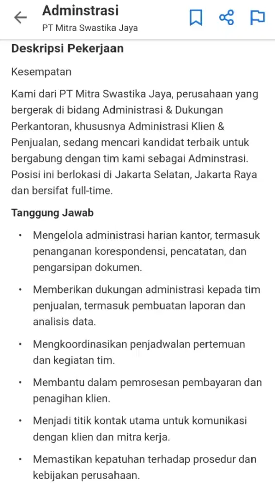 Lowongan pekerjaan administrasi