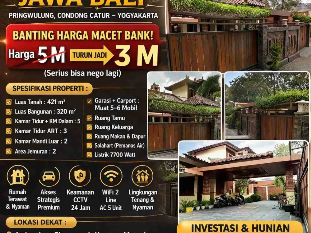 Rumah Mewah Etnik Jogja – Dari 5M Jadi 3M (Langka!)
