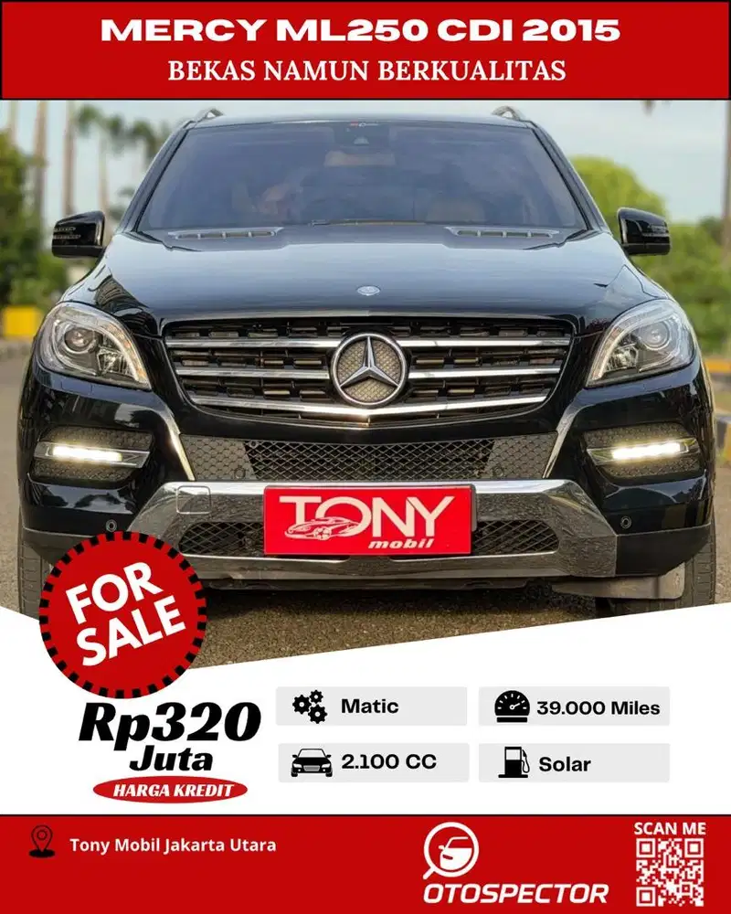 #Tony Mobil# Mercedes Benz ML250 CDI Diesel 2015 Hitam