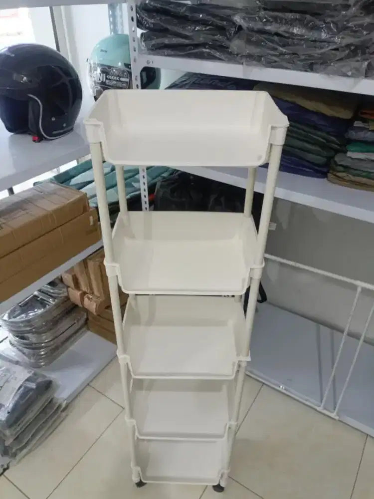 Rak Troli Serbaguna 5susun Bhn plastik Tebal Awet+roda Uk.30x20x108cm