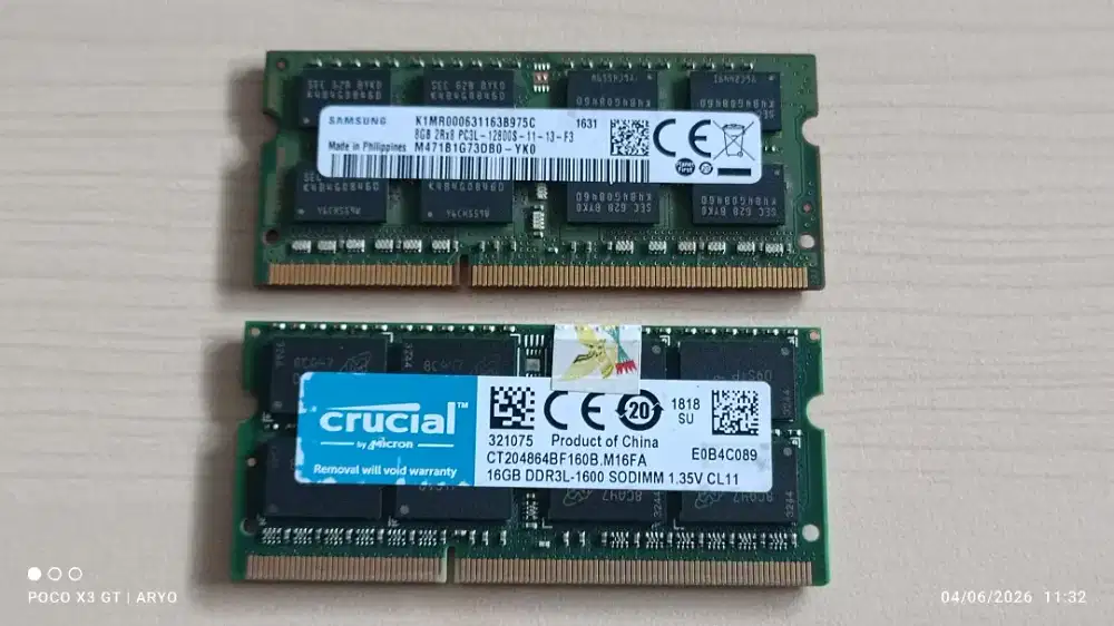 RAM Laptop Samsung DDR3L 8GB/16GB 1600MHZ PC 12800 SODIMM