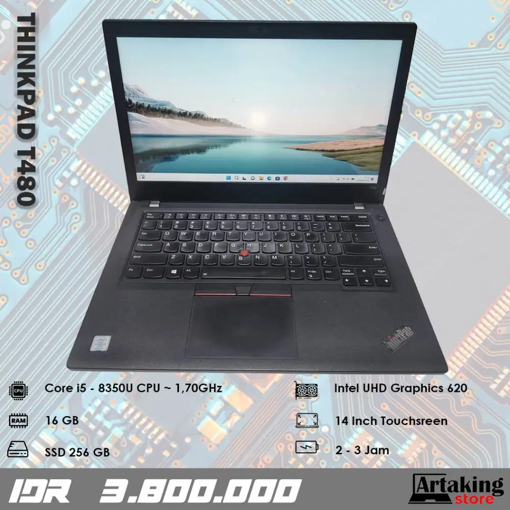 Layar Sentuh - Lenovo Thinkpad T480 - Core i5 - Ram 16 GB - SSD 256 GB