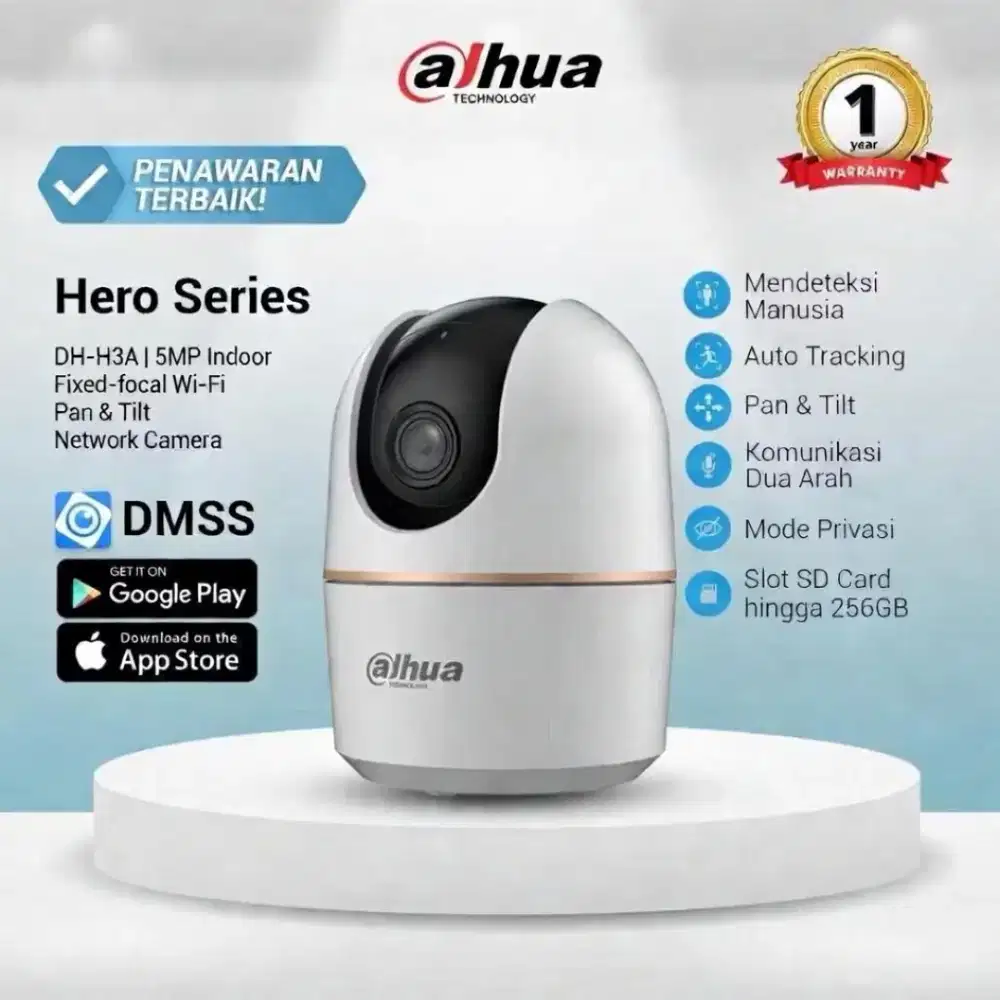 Dahua Hero A1 Series DH-H3A | Kamera CCTV WI-FI Indor 5MP Pan & Tilt
