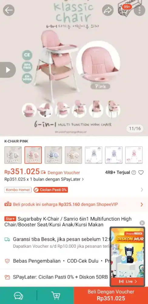 Baby chair 6in1 SUGAR BABY