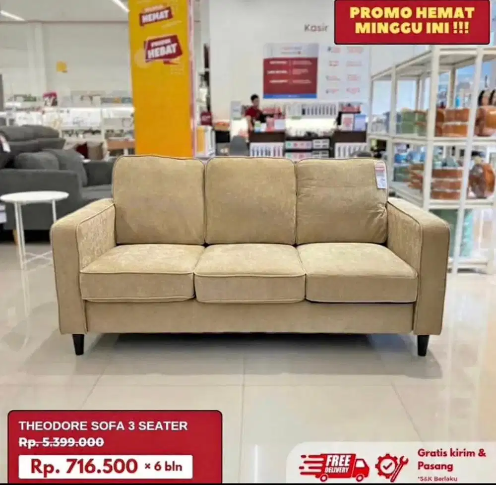 Sofa 3 seat ada penyimpanan