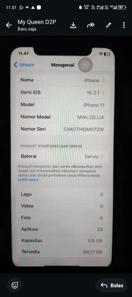 IP 11 bekas tangan pertama