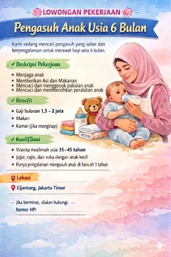 Pengasuh anak Usia 6 Bulan