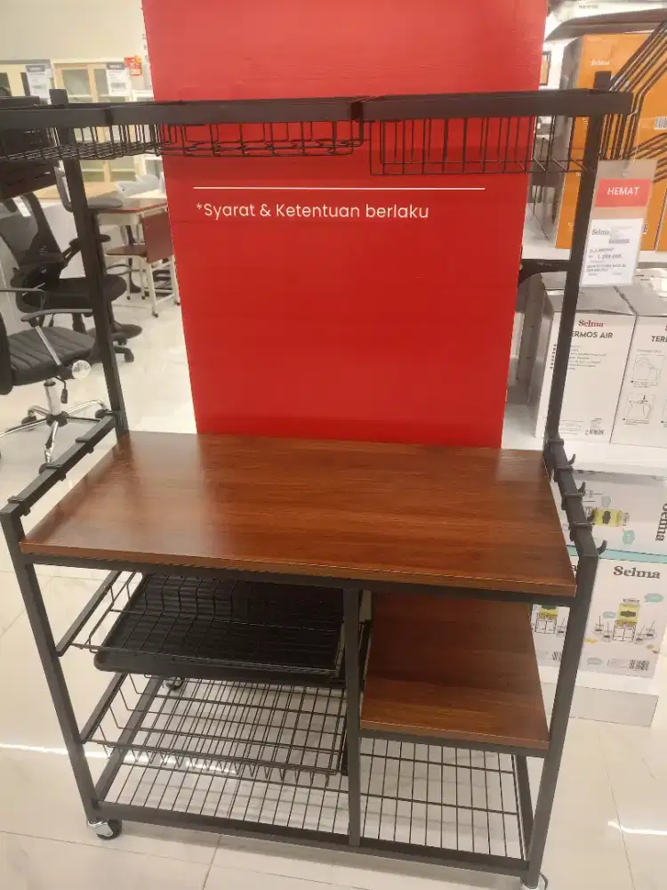 DIVA RAK TROLI DAPUR - HITAM/COKLAT WALNUT