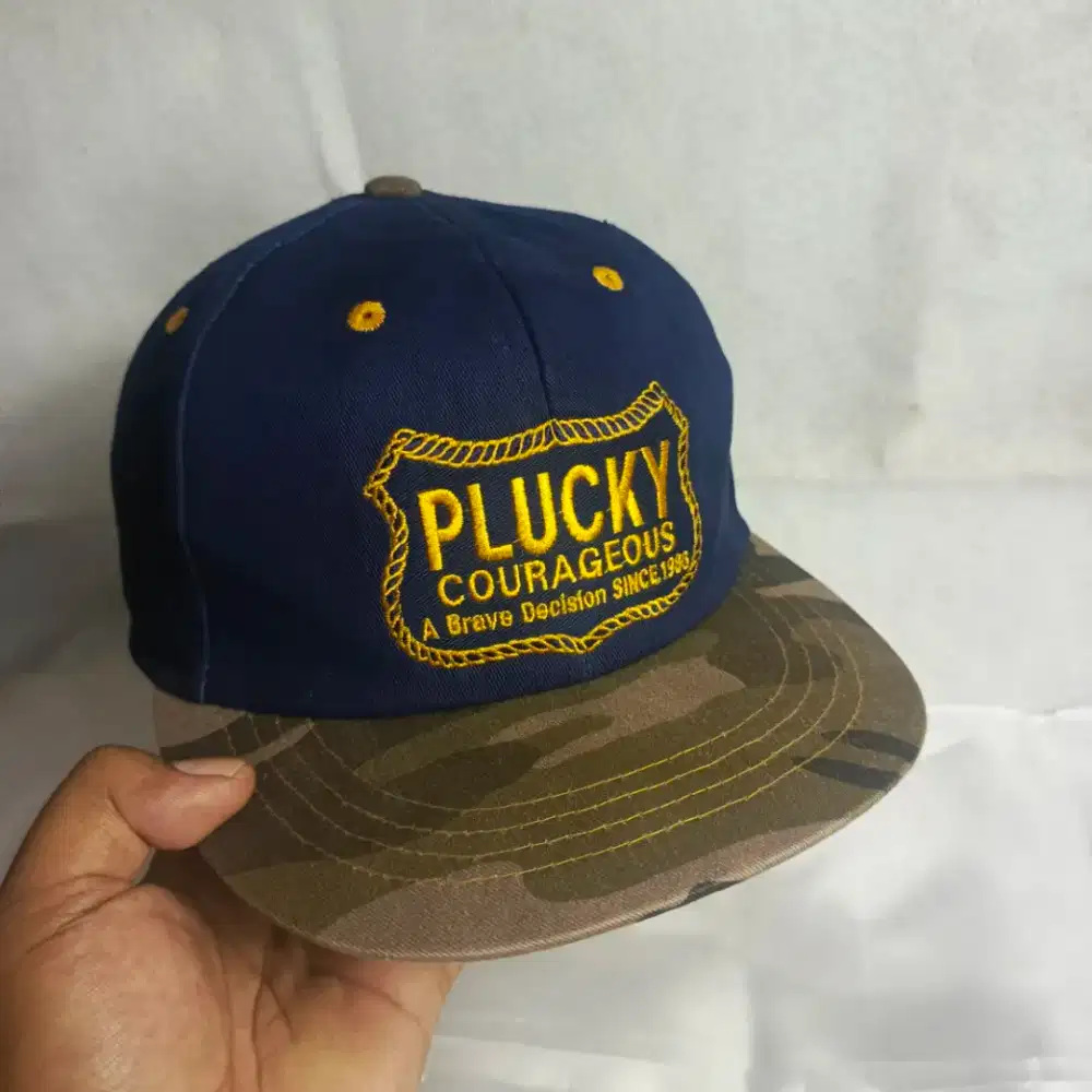 ​Topi Snapback Vintage Plucky Courageous Made in Korea - Navy Camo Ori
