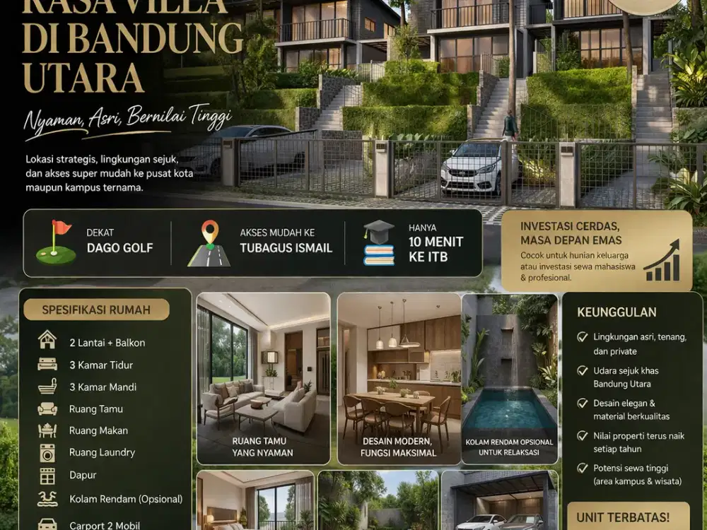 Rumah Premium 2 Lantai Dekat ITB & Dago Golf – Cocok Hunian & Investasi