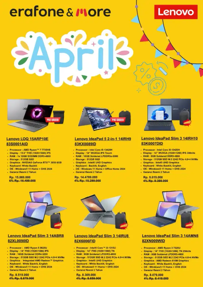 Laptop Lenovo Pakai Cicilan Homecredit Promo Bunga 0% Free 1-2x Ciciln