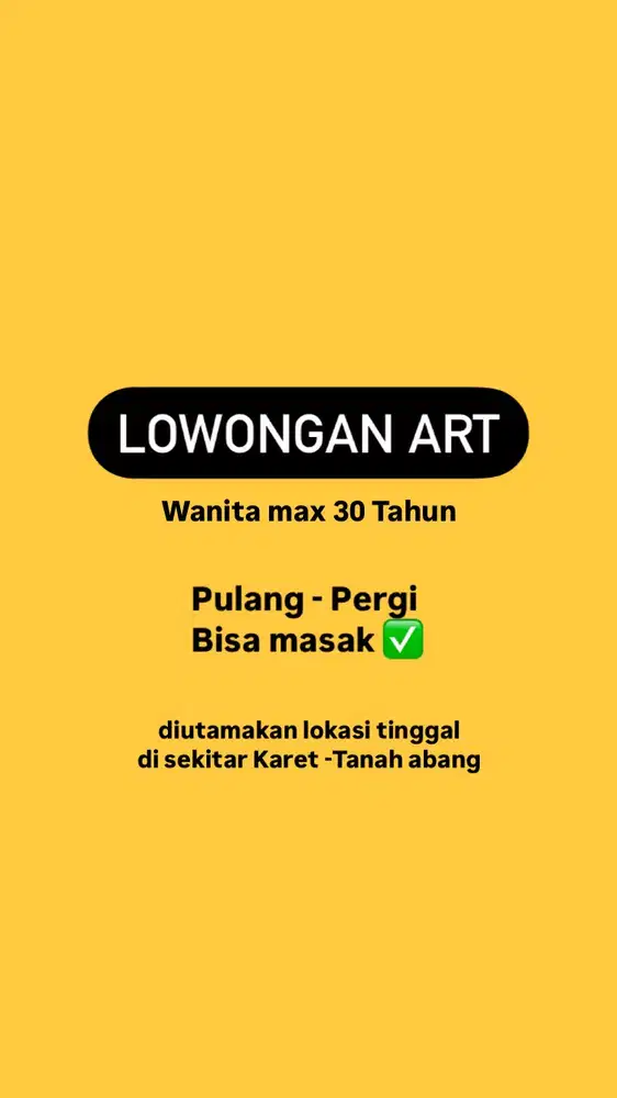 DIBUTUHKAN ART WANITA - PP
