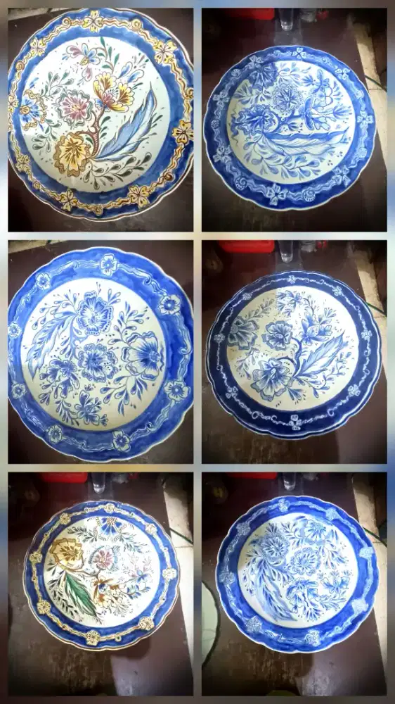 6+1 Piring Antik Lawas Tebal Diameter 40cm