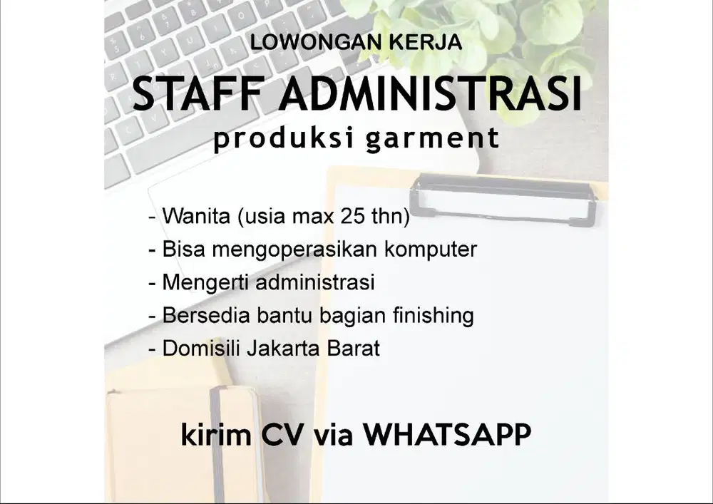 Lowongan Staff Administrasi produksi