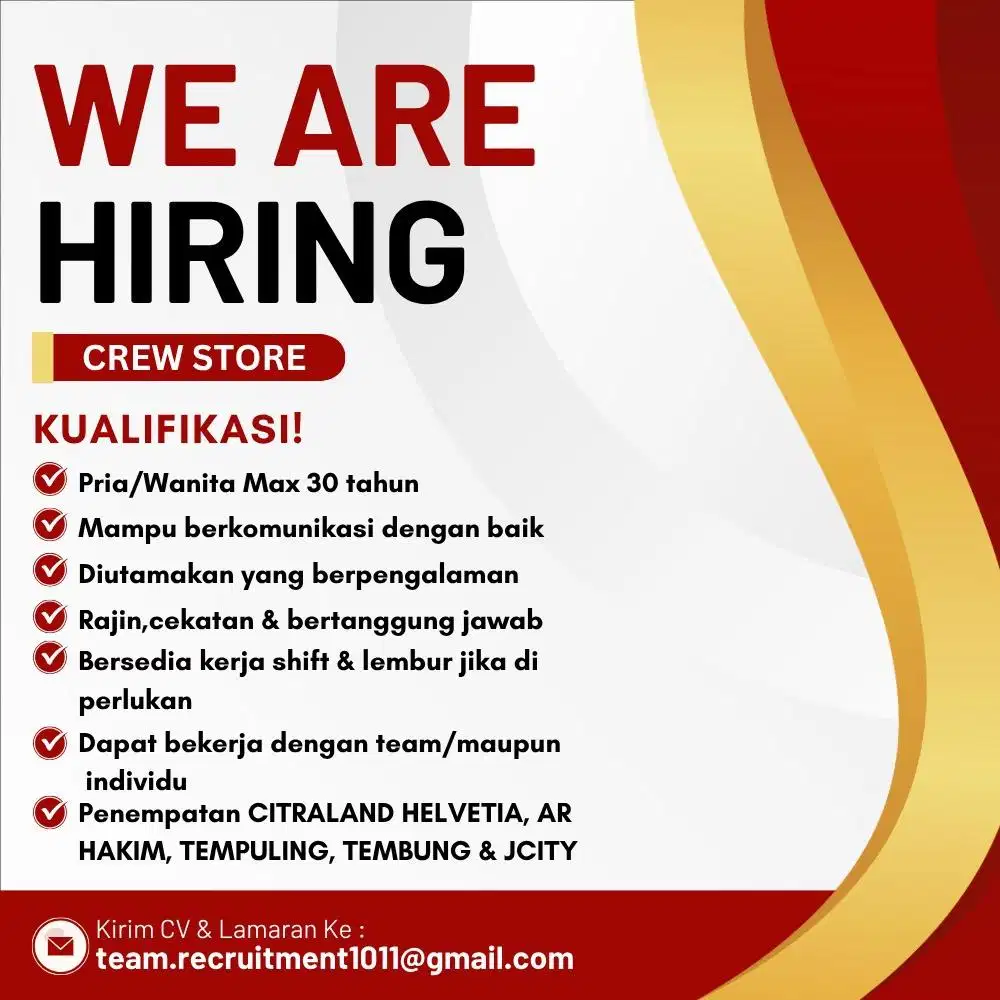 WE ARE HIRING CREW STORE