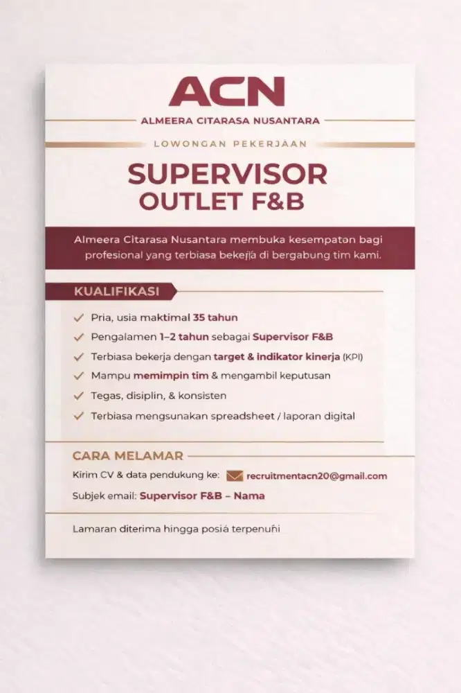 Dibutuhkan SPV Outlet