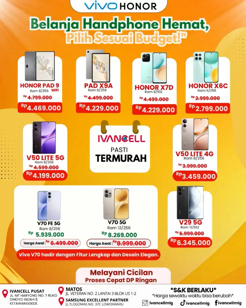 Vivo v70 5g 12/256 new termurah