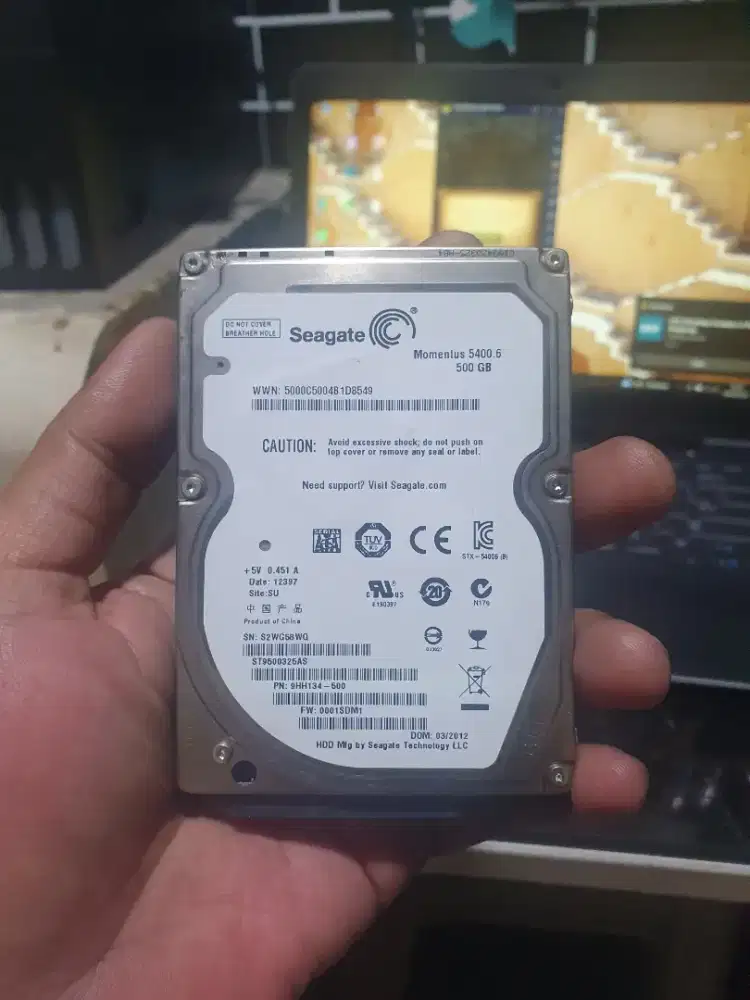 Hardisk laptop 500GB Original sentinel 100/100 % minim pemakaian