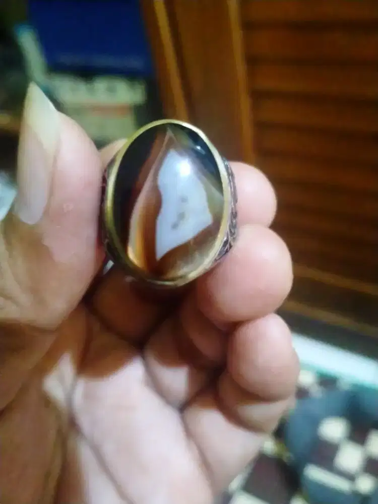 Jual batu cincin junjung derajat motif kantong Semar size 8