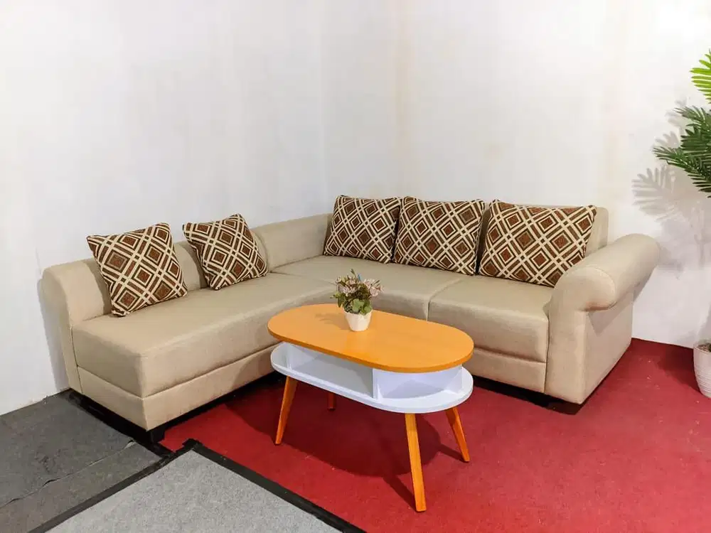 Sofa tamu L komplit murah