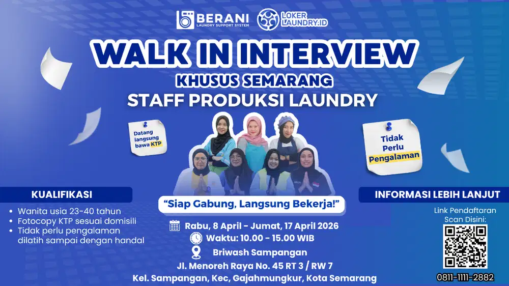 LOWONGAN KERJA PRODUKSI LAUNDRY - INTERVIEW DITEMPAT
