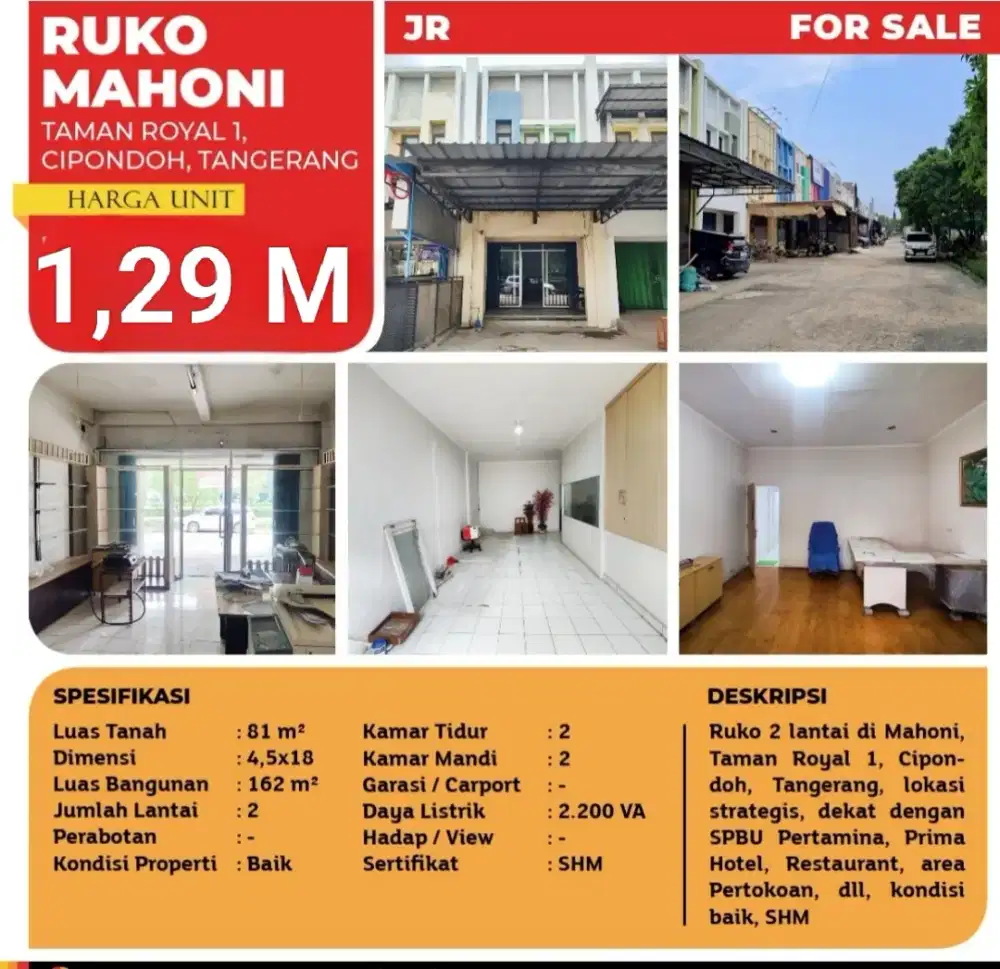 Dijual Ruko daerah taman royal