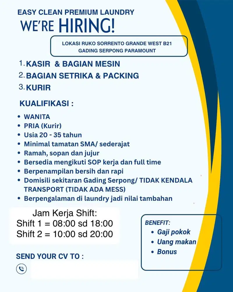 Lowongan Kerja Laundry di Gading serpong