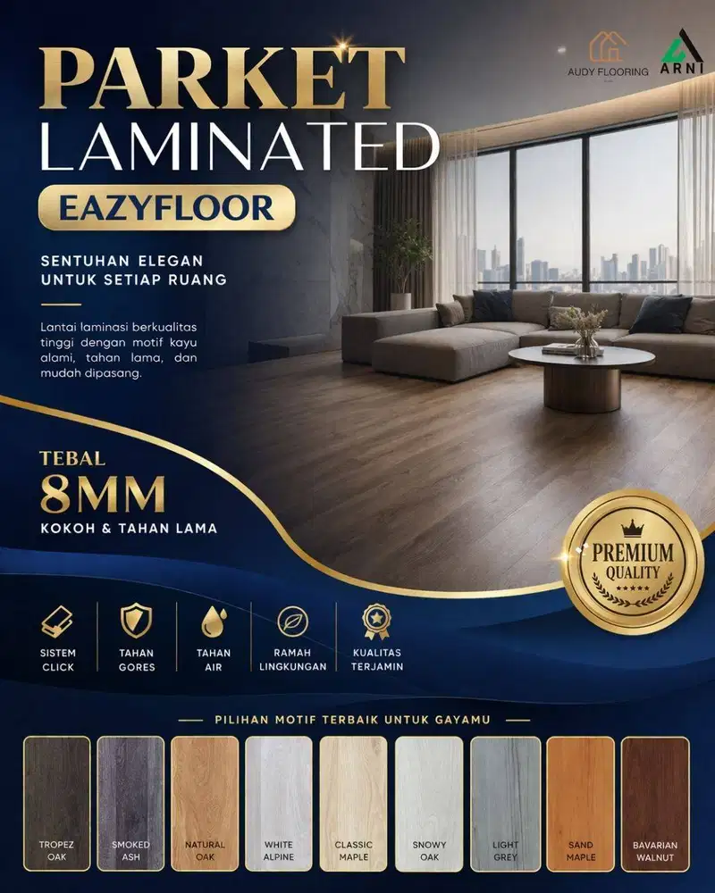 Lantai Kayu Parket Laminated Eazy Floor Tebal 8mm