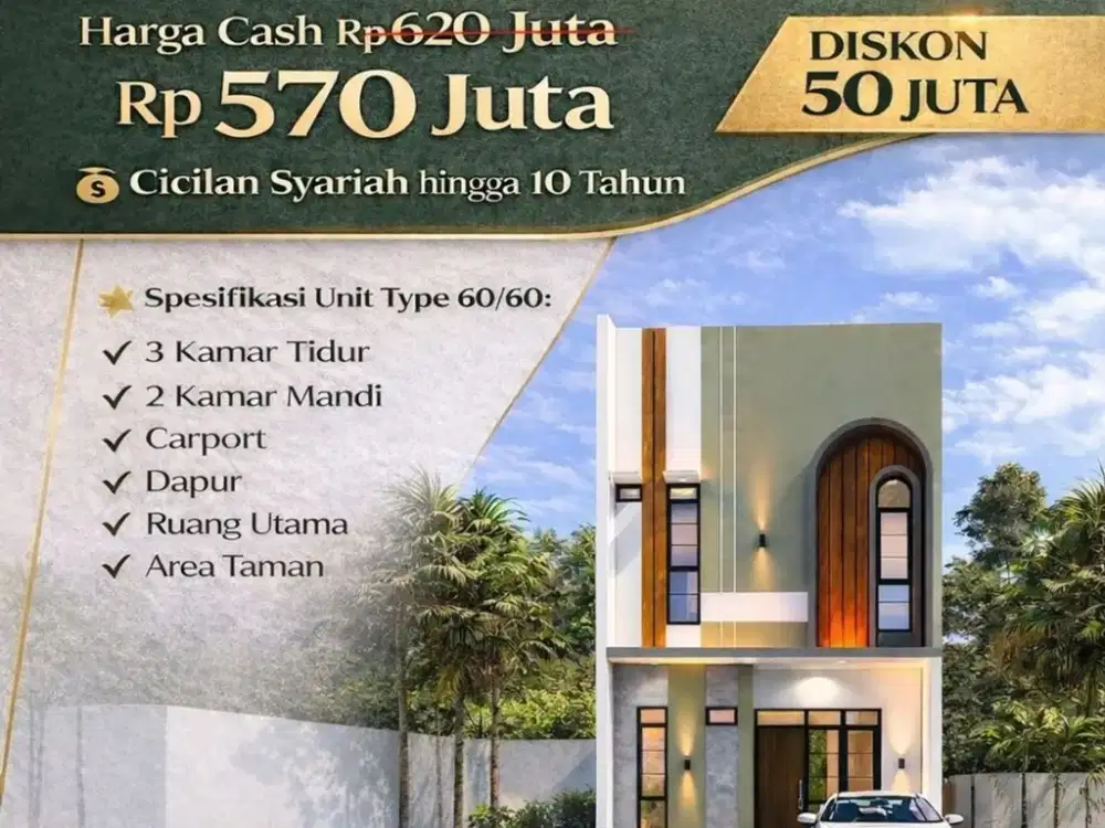 Dijual Rumah 2 Lantai Murah Cileunyi Bandung, Diskon 50 Juta