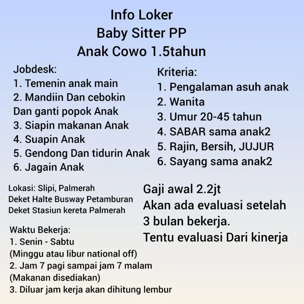 Art baby sitter PP Slipi Palmerah