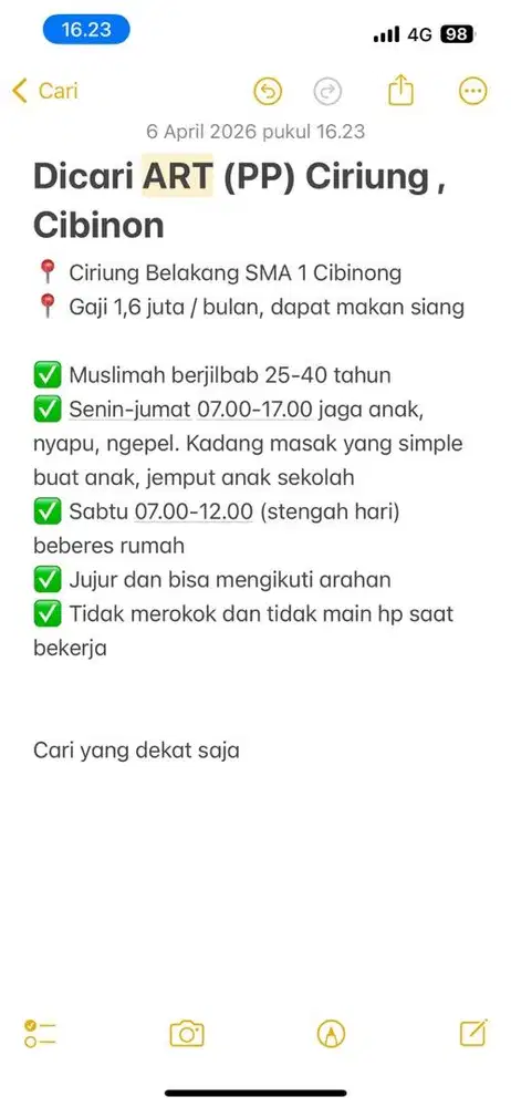 ART Pulang Pergi Cibinong