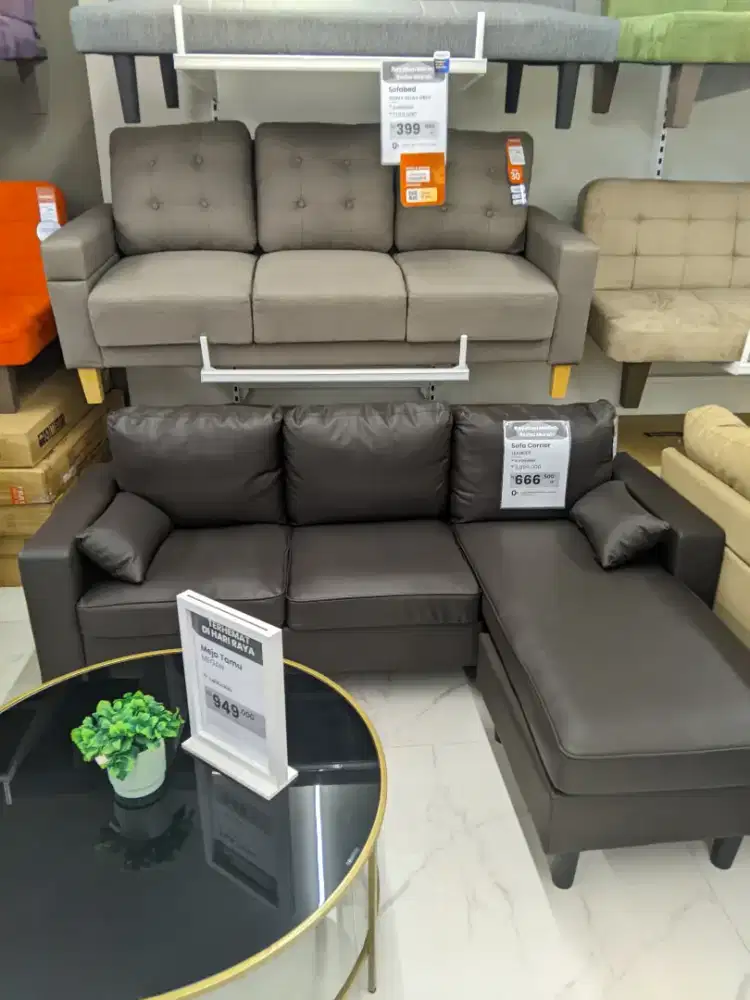 Promo sofa L kulit sintetis
