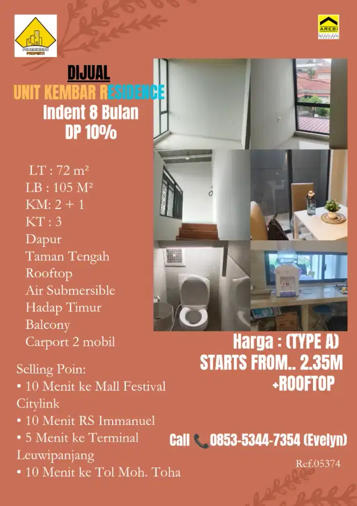 DIJUAL UNIT KEMBAR RESIDENCE Siap Huni/ indent 8 bulan