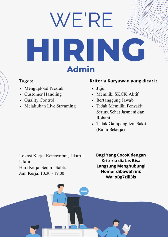 Dibuka Lowongan Pekerjaan Sebagai Admin