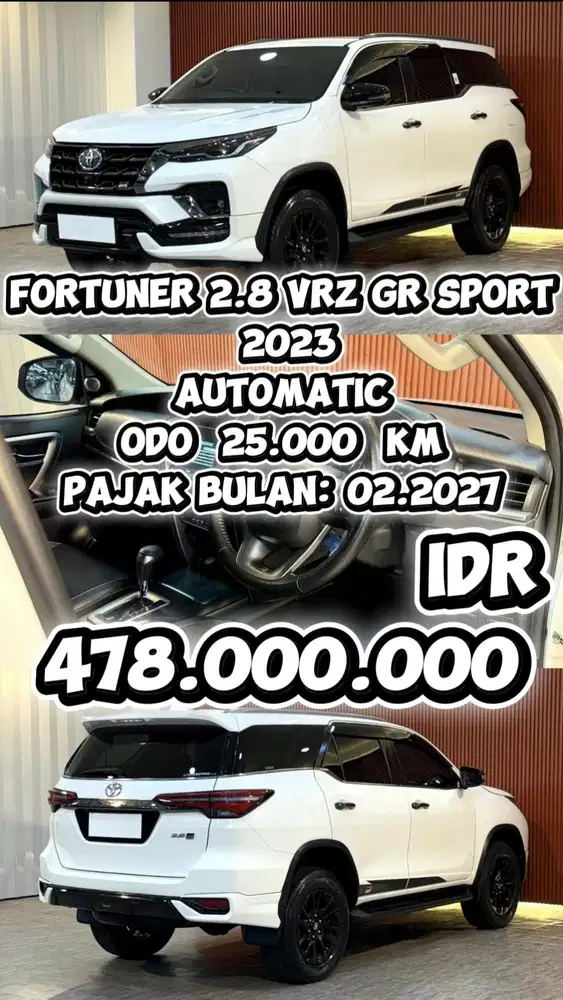 [ ODO 25.000 KM ] TOYOTA FORTUNER 2.8 VRZ GR SPORT AT 2023 SIAP PAKAI