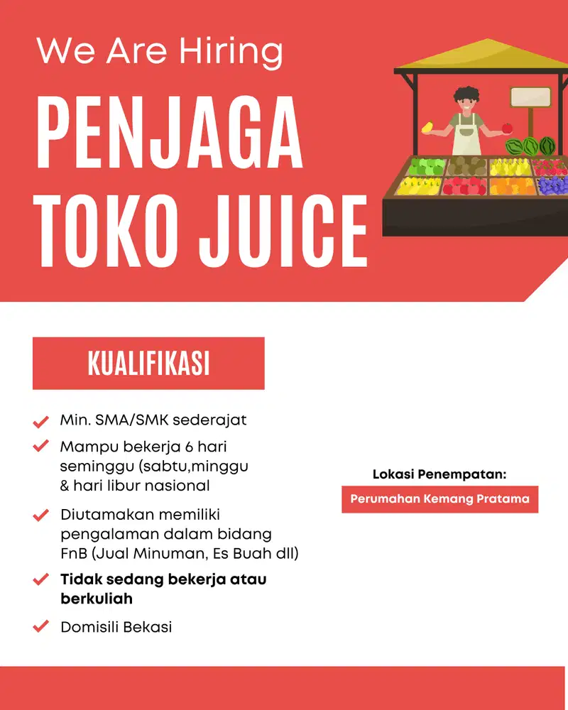 Lowongan Kerja Penjaga Toko Juice