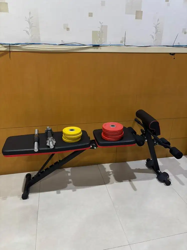 Gym bench + dumbel set