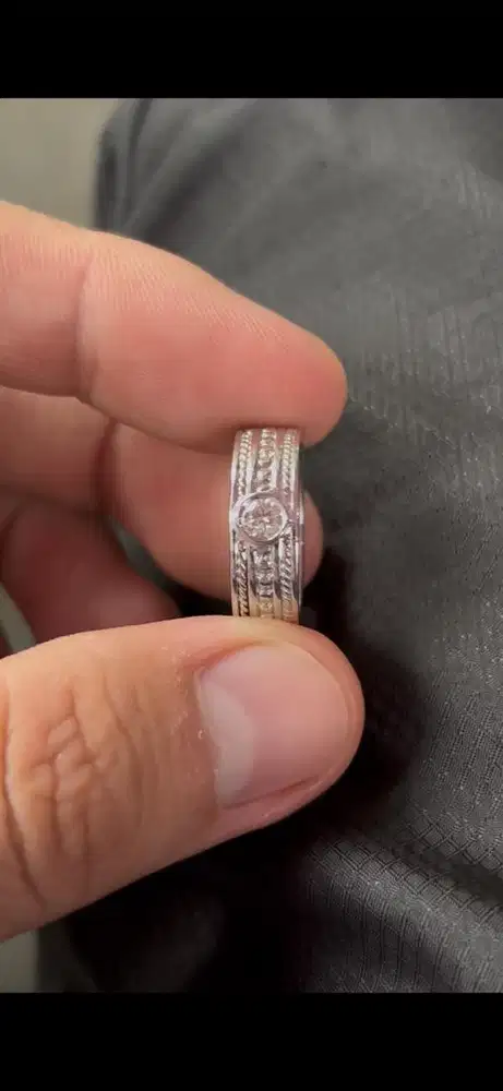 Natural Berlian cincin silver