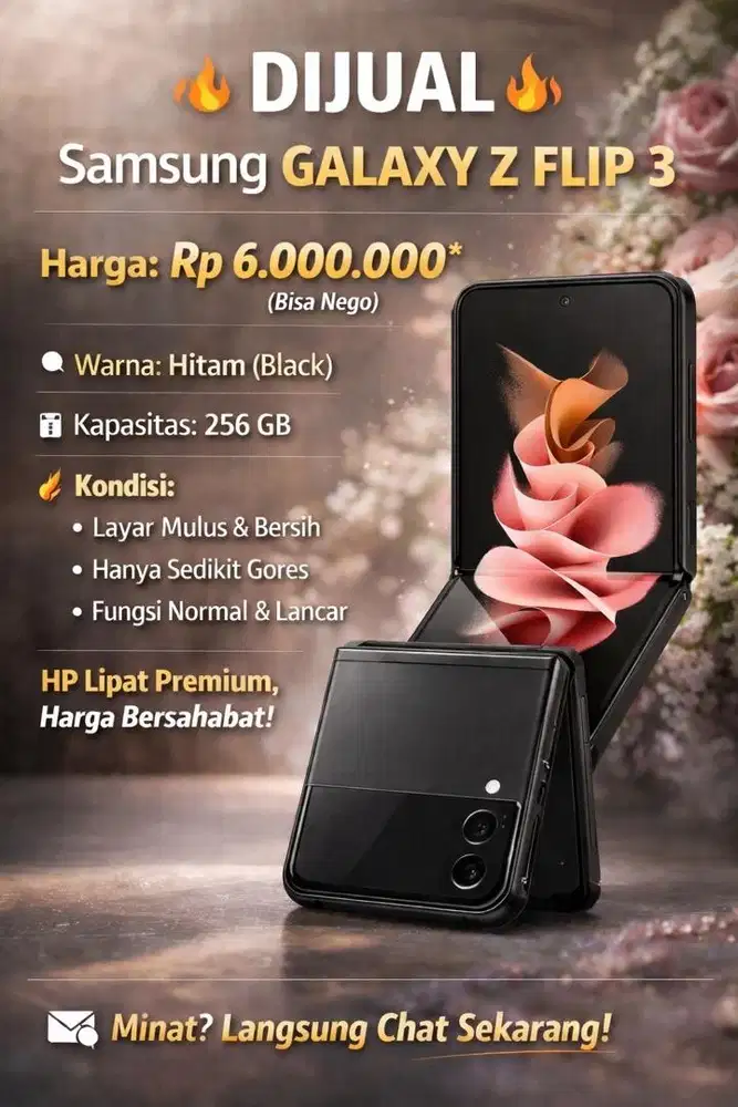 DIJUAL Samsung Galaxy Z Flip 3 (256 GB) Black