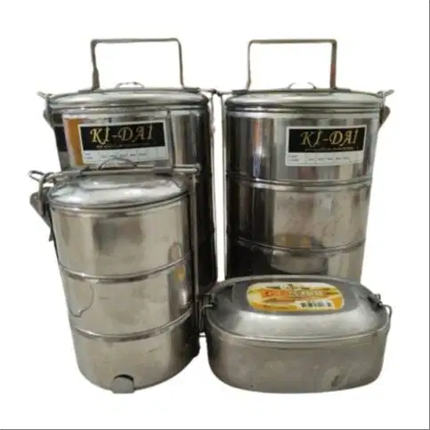 [PII-70] Preloved Rantang 3 Susun Stainless Steel 4 Set