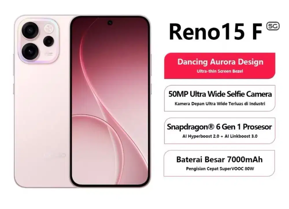 OPPO Reno 15 F 5G 8/256 Fullset Mulus Like New