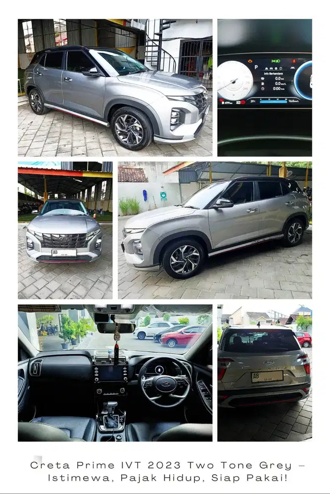 Creta Prime IVT 2023 Two Tone Grey – Istimewa, Pajak Hidup, Siap Pakai