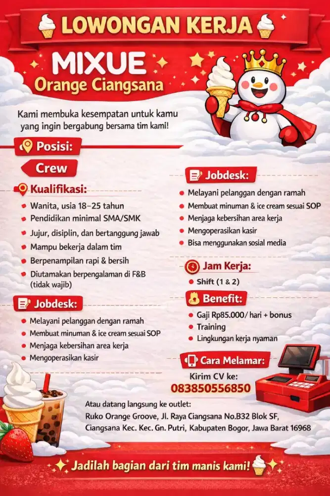 Lowongan kerja Mixue