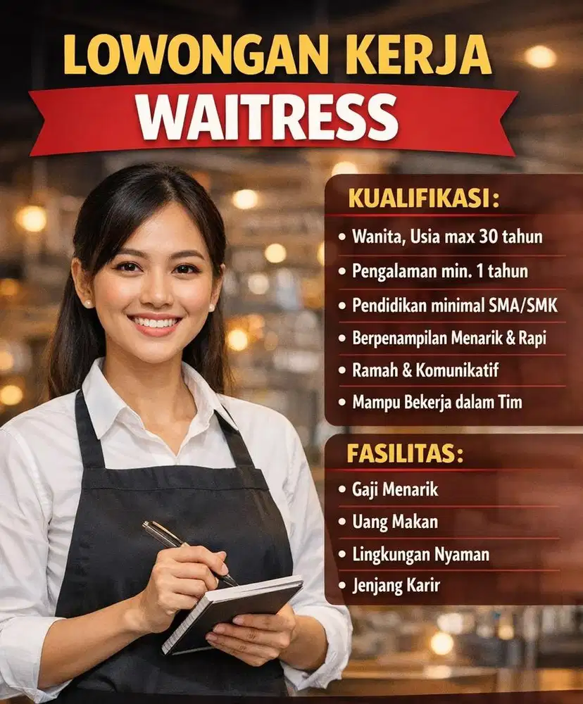 Lowongan Kerja Waitress Dibutuhkan Segera