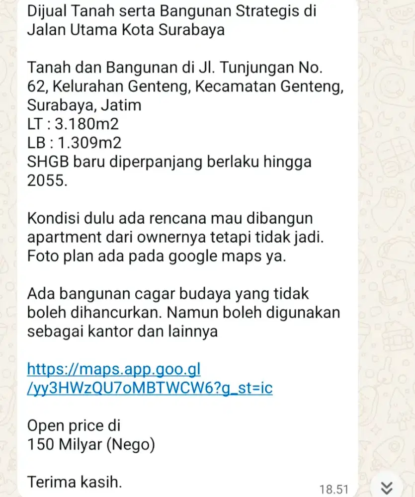 Jual cepat murah tanah dan bangunan