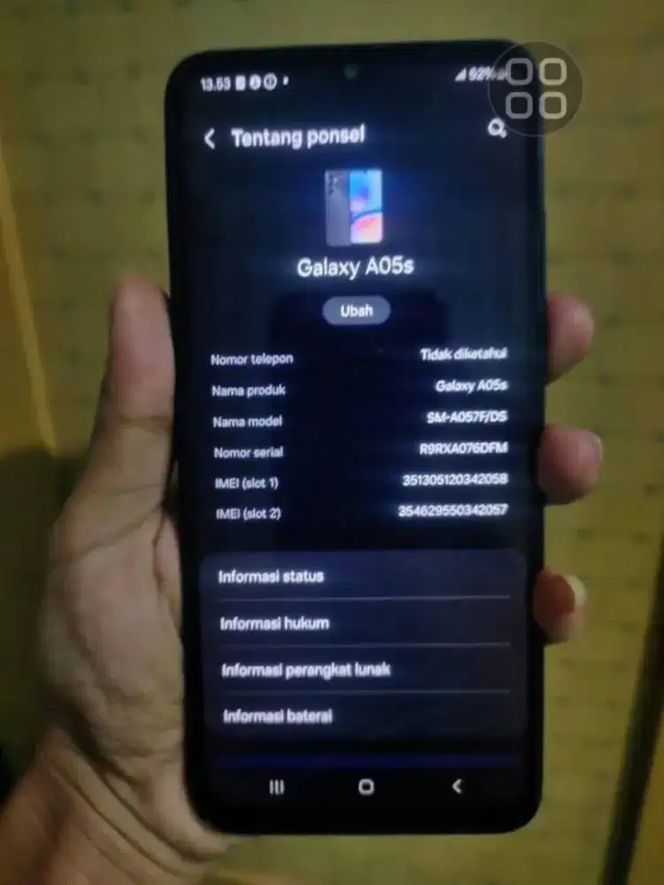 Samsung A05s Ram 6+6/128 Fullset