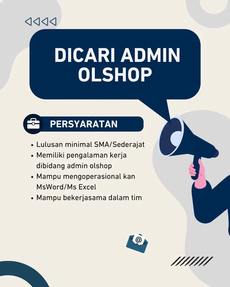 DICARI ADMIN OLSHOP