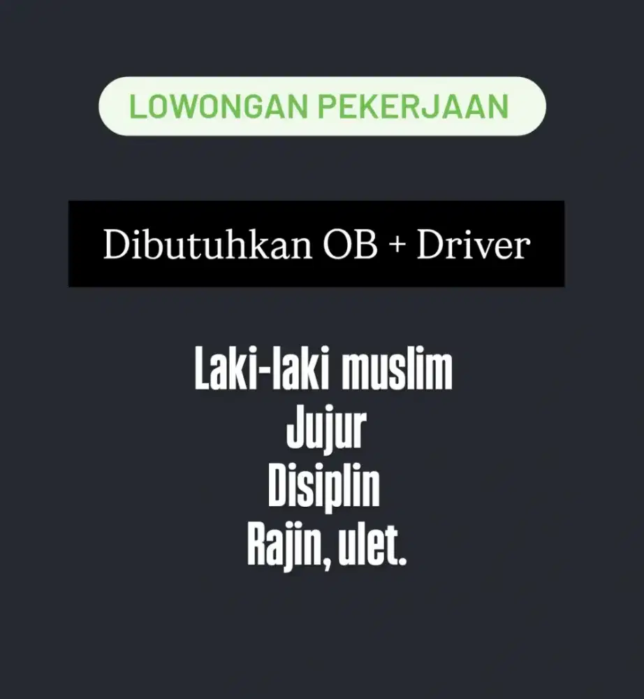 Lowongan pekerjaan khusus untuk laki-laki